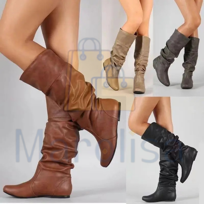 Botas feminina de meia-panturrilha, "Estilo Outono"., que capturam a essência da bota e sua adequação às estações.