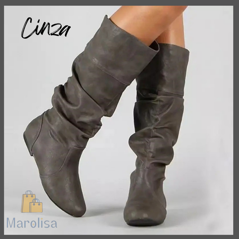 Botas feminina de meia-panturrilha, "Estilo Outono"., que capturam a essência da bota e sua adequação às estações.