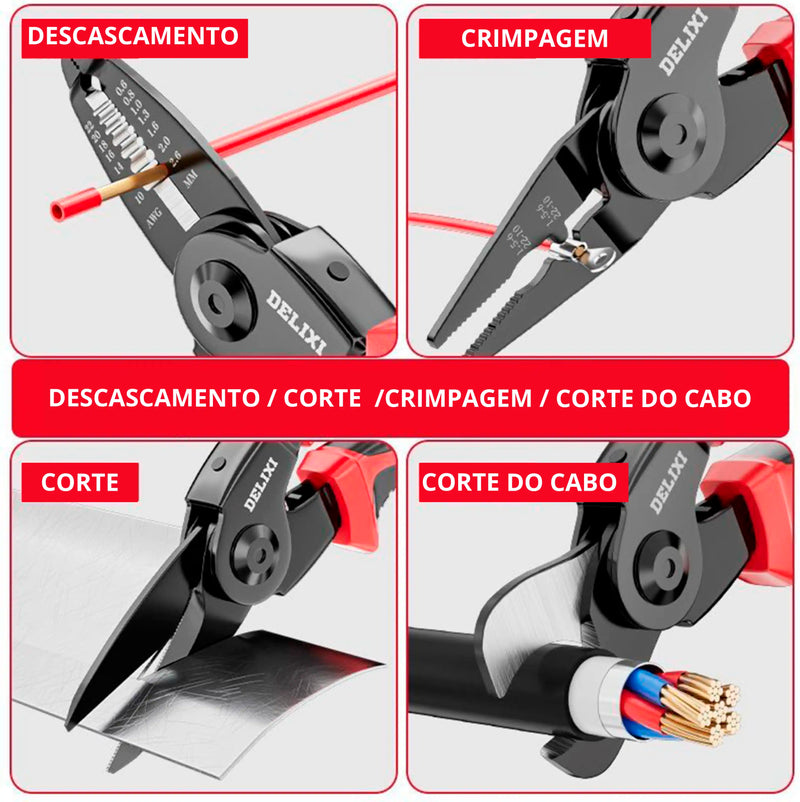 Alicate 5 em 1 Multifuncional© - Corta até fio de aço